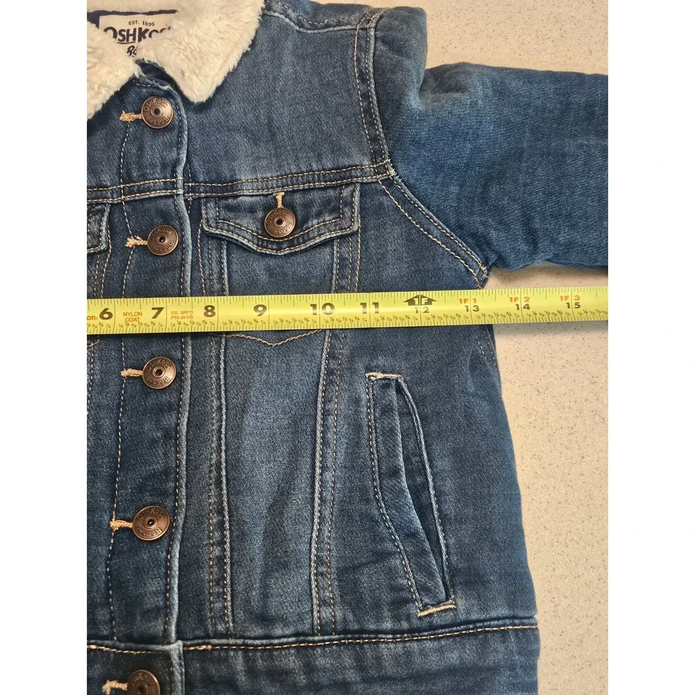 OshKosh Bgosh Kids Denim Trucker Jacket Sherpa Collar Blue Size 6 6X OSH11774